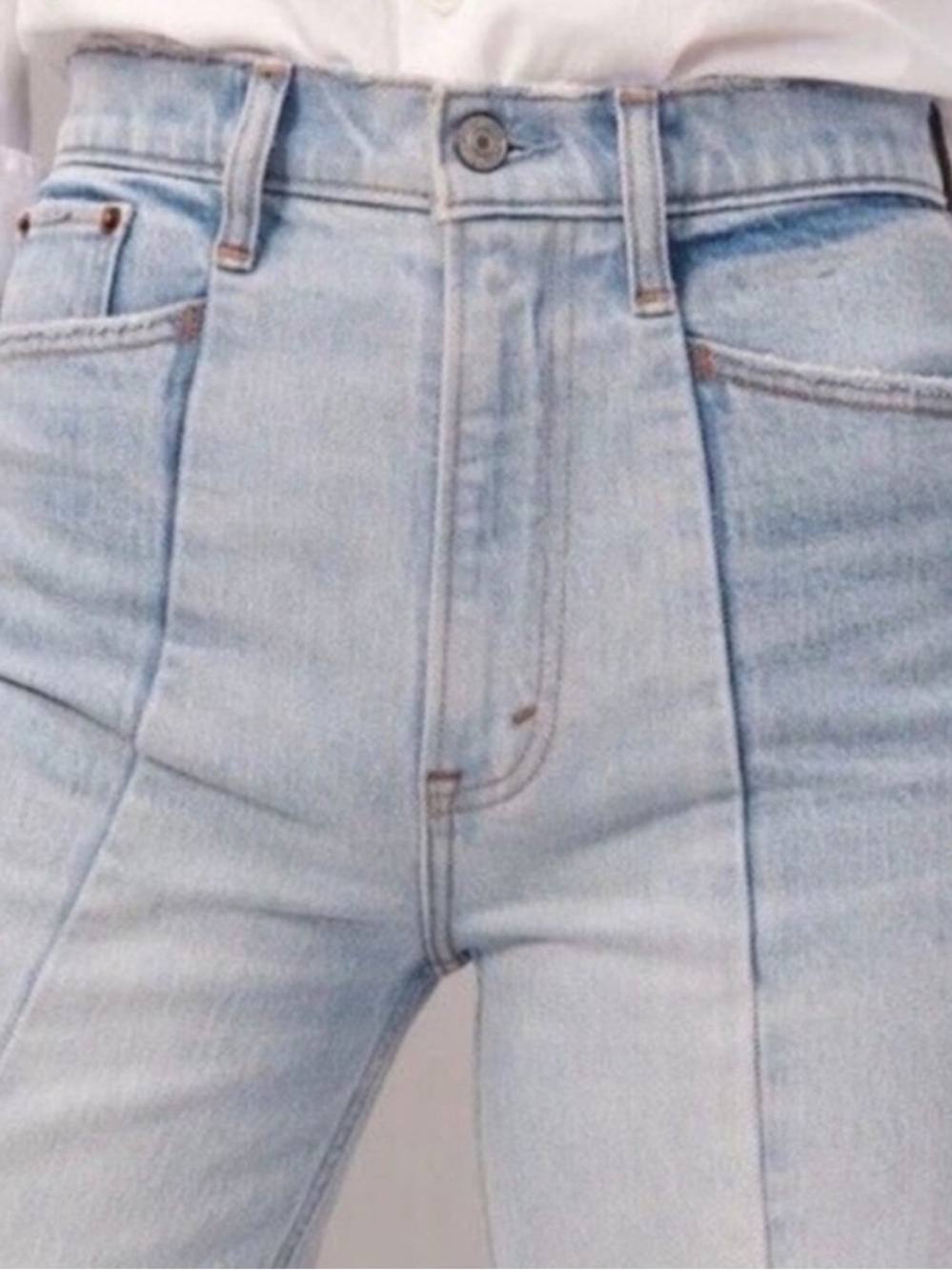 Abercrombie The Crop Wide Leg Ultra High Rise Light Wash Denim Jeans Size 29 - Picture 3 of 6